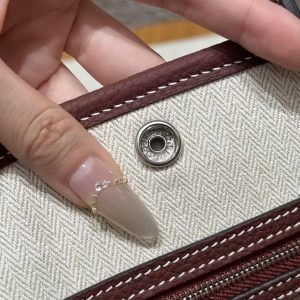 Hermes Garden Party 30 Bag Handmade In Negonda Calfskin Leather Silver Hardware 55 Rouge H - Image 6