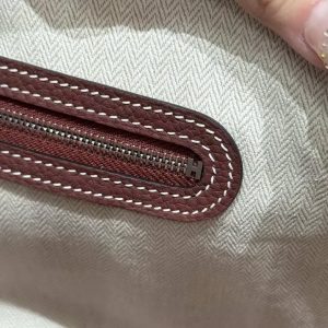 Hermes Garden Party 30 Bag Handmade In Negonda Calfskin Leather Silver Hardware 55 Rouge H - Image 4