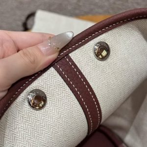 Hermes Garden Party 30 Bag Handmade In Negonda Calfskin Leather Silver Hardware 55 Rouge H - Image 3