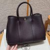 Hermes Garden Party 30 Bag Handmade In Negonda Calfskin Leather Silver Hardware 59 Raisin