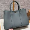 Hermes Garden Party 30 Bag Handmade In Negonda Calfskin Leather Silver Hardware 63 Vert Amanda