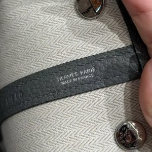 Hermes Garden Party 30 Bag Handmade In Negonda Calfskin Leather Silver Hardware 63 Vert Amanda - Image 14