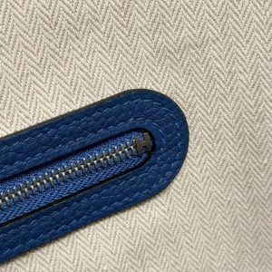 Hermes Garden Party 30 Bag Handmade In Negonda Calfskin Leather Silver Hardware 73 Bluesaphir - Image 12