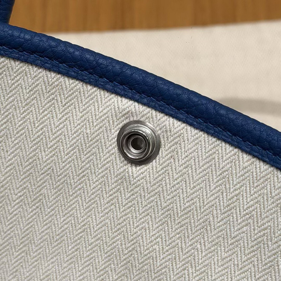 Hermes Garden Party 30 Bag Handmade In Negonda Calfskin Leather Silver Hardware 73 Bluesaphir - Image 10