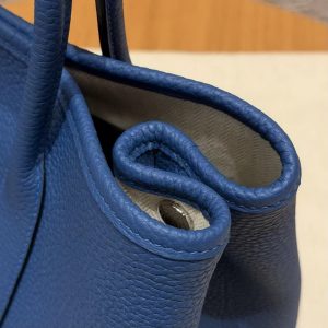 Hermes Garden Party 30 Bag Handmade In Negonda Calfskin Leather Silver Hardware 73 Bluesaphir - Image 4