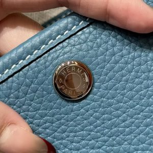 Hermes Garden Party 30 Bag Handmade In Vache Country Calfskin Leather Silver Hardware 75 Blue Jean - Image 12