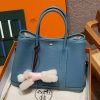 Hermes Garden Party 30 Bag Handmade In Vache Country Calfskin Leather Silver Hardware 75 Blue Jean
