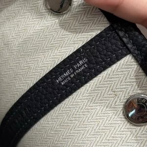 Hermes Garden Party 30 Bag Handmade In Negonda Calfskin Leather Silver Hardware 76 Bleu Indigo - Image 15
