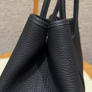 Hermes Garden Party 30 Bag Handmade In Negonda Calfskin Leather Silver Hardware 76 Bleu Indigo - Image 6