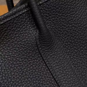 Hermes Garden Party 30 Bag Handmade In Negonda Calfskin Leather Silver Hardware 76 Bleu Indigo - Image 3