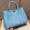 Hermes Garden Party 30 Bag Handmade In Negonda Calfskin Leather Silver Hardware 7N Celeste