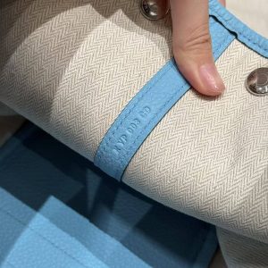 Hermes Garden Party 30 Bag Handmade In Negonda Calfskin Leather Silver Hardware 7N Celeste - Image 14