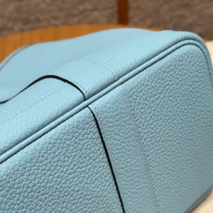 Hermes Garden Party 30 Bag Handmade In Negonda Calfskin Leather Silver Hardware 7N Celeste - Image 8