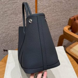 Hermes Garden Party 30 Bag Handmade In Vache Country Calfskin Leather Silver Hardware 85 Ardoise - Image 17
