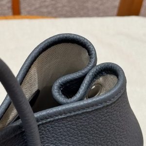 Hermes Garden Party 30 Bag Handmade In Vache Country Calfskin Leather Silver Hardware 85 Ardoise - Image 13