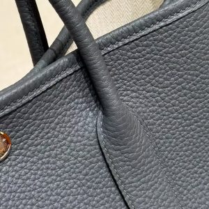 Hermes Garden Party 30 Bag Handmade In Vache Country Calfskin Leather Silver Hardware 85 Ardoise - Image 11