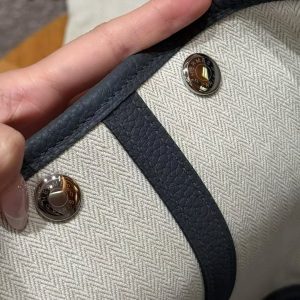 Hermes Garden Party 30 Bag Handmade In Vache Country Calfskin Leather Silver Hardware 85 Ardoise - Image 9