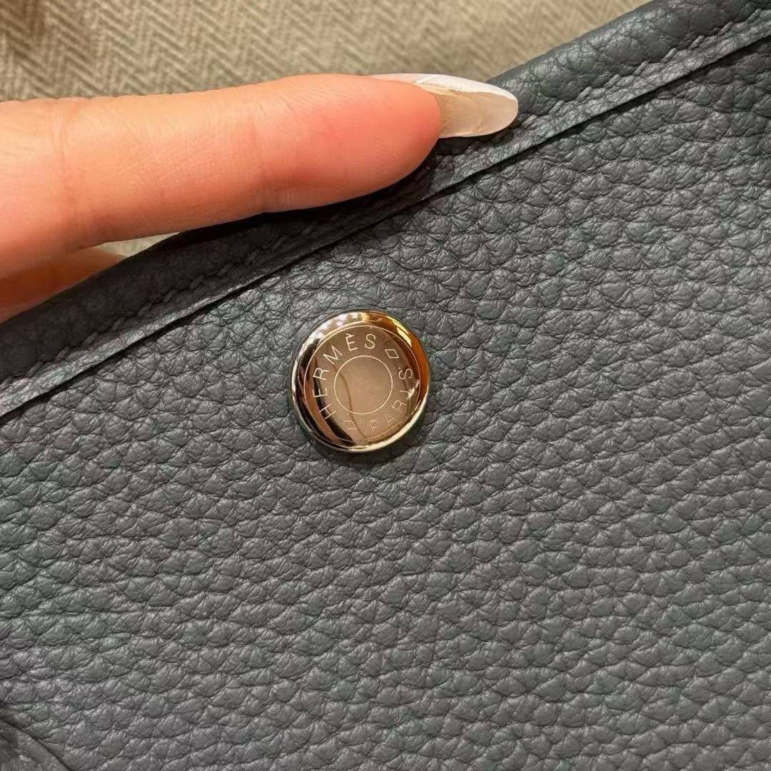 Hermes Garden Party 30 Bag Handmade In Vache Country Calfskin Leather Silver Hardware 85 Ardoise - Image 3