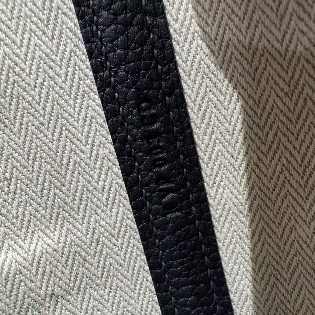 Hermes Garden Party 30 Bag Handmade In Negonda Calfskin Leather Silver Hardware 89 Noir - Image 13