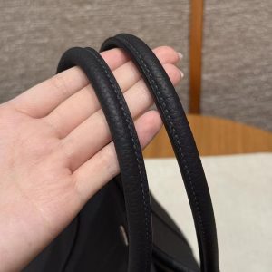 Hermes Garden Party 30 Bag Handmade In Negonda Calfskin Leather Silver Hardware 89 Noir - Image 12