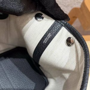 Hermes Garden Party 30 Bag Handmade In Negonda Calfskin Leather Silver Hardware 89 Noir - Image 9