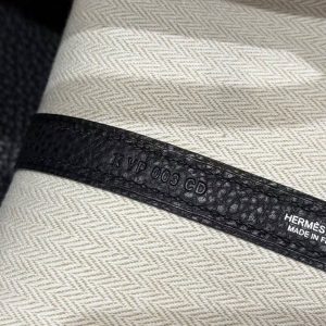 Hermes Garden Party 30 Bag Handmade In Negonda Calfskin Leather Silver Hardware 89 Noir - Image 8
