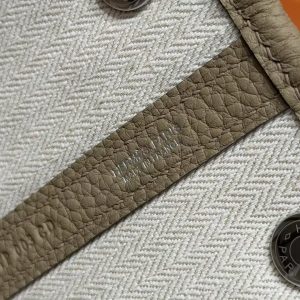 Hermes Garden Party 30 Bag Handmade In Negonda Calfskin Leather Silver Hardware 8Q Beige Marfa - Image 11