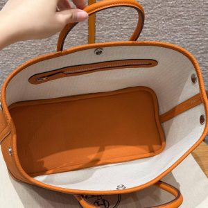 Hermes Garden Party 30 Bag Handmade In Vache Country Calfskin Leather Silver Hardware 93 Orange - Image 18