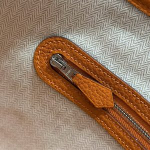 Hermes Garden Party 30 Bag Handmade In Vache Country Calfskin Leather Silver Hardware 93 Orange - Image 12