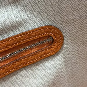 Hermes Garden Party 30 Bag Handmade In Vache Country Calfskin Leather Silver Hardware 93 Orange - Image 11