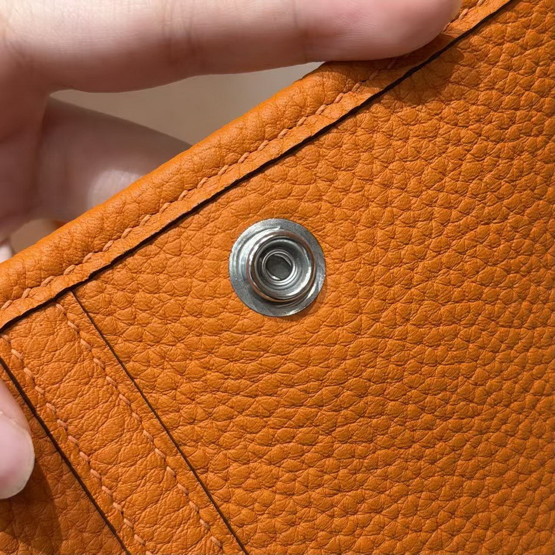 Hermes Garden Party 30 Bag Handmade In Vache Country Calfskin Leather Silver Hardware 93 Orange - Image 9