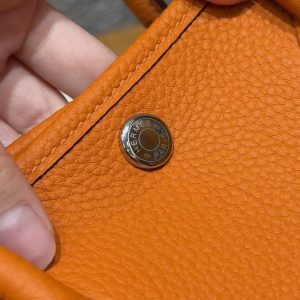 Hermes Garden Party 30 Bag Handmade In Vache Country Calfskin Leather Silver Hardware 93 Orange - Image 8