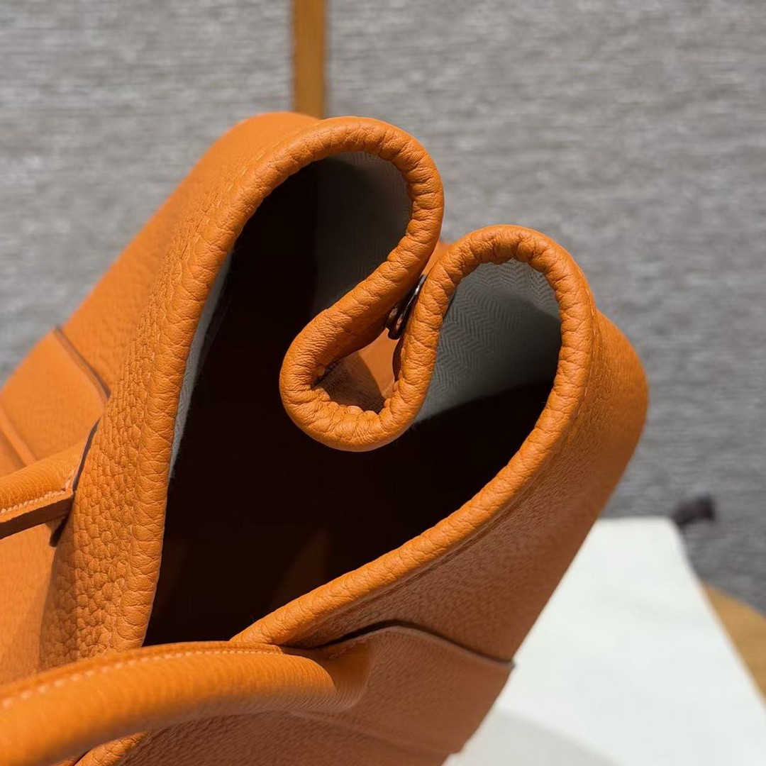Hermes Garden Party 30 Bag Handmade In Vache Country Calfskin Leather Silver Hardware 93 Orange - Image 7