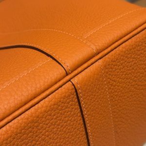 Hermes Garden Party 30 Bag Handmade In Vache Country Calfskin Leather Silver Hardware 93 Orange - Image 4