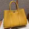 Hermes Garden Party 30 Bag Handmade In Negonda Calfskin Leather Silver Hardware 9D Jaune