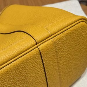 Hermes Garden Party 30 Bag Handmade In Negonda Calfskin Leather Silver Hardware 9D Jaune - Image 9