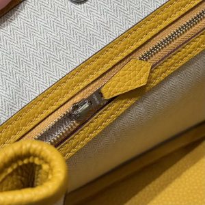 Hermes Garden Party 30 Bag Handmade In Negonda Calfskin Leather Silver Hardware 9D Jaune - Image 5