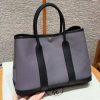Hermes Garden Party 30 Bag Handmade In Negonda Calfskin Leather And Canvas Silver Hardware Ardoise Nior