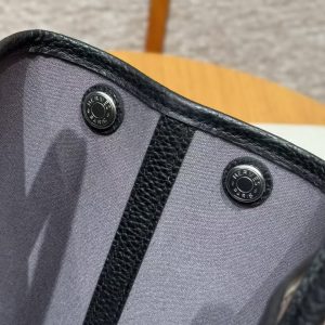 Hermes Garden Party 30 Bag Handmade In Negonda Calfskin Leather And Canvas Silver Hardware Ardoise Nior - Image 10