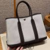Hermes Garden Party 30 Bag Handmade In Negonda Calfskin Leather And Canvas Silver Hardware Ecru Ebene