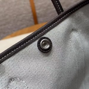 Hermes Garden Party 30 Bag Handmade In Negonda Calfskin Leather And Canvas Silver Hardware Ecru Ebene - Image 4