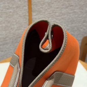 Hermes Garden Party 30 Bag Handmade In Negonda Calfskin Leather And Canvas Silver Hardware Feu Etoupe - Image 16