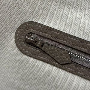 Hermes Garden Party 30 Bag Handmade In Vache Country Calfskin Leather Silver Hardware M8 Girs Asphalted - Image 10