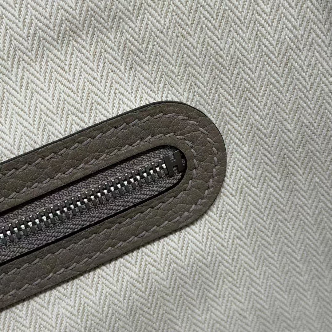 Hermes Garden Party 30 Bag Handmade In Vache Country Calfskin Leather Silver Hardware M8 Girs Asphalted - Image 9