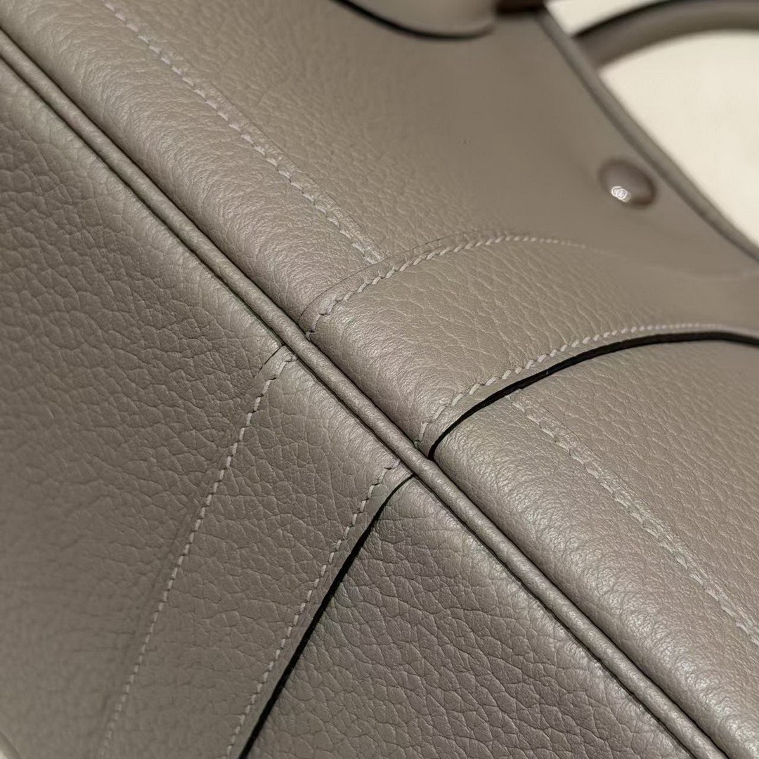 Hermes Garden Party 30 Bag Handmade In Vache Country Calfskin Leather Silver Hardware M8 Girs Asphalted - Image 6