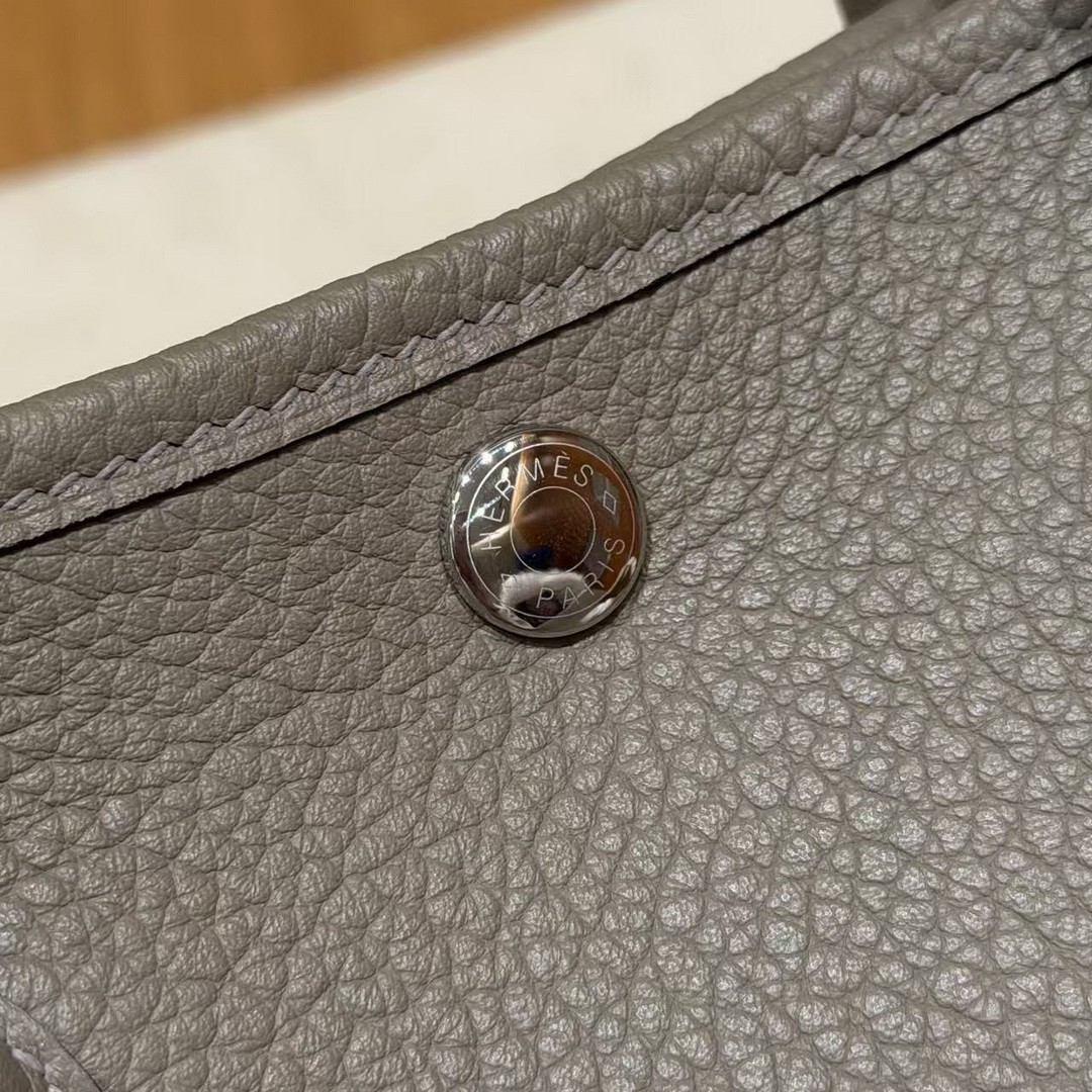 Hermes Garden Party 30 Bag Handmade In Vache Country Calfskin Leather Silver Hardware M8 Girs Asphalted - Image 5