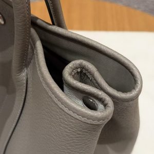 Hermes Garden Party 30 Bag Handmade In Vache Country Calfskin Leather Silver Hardware M8 Girs Asphalted - Image 3