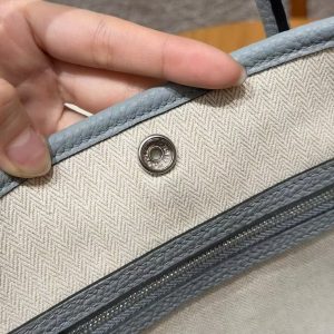 Hermes Garden Party 30 Bag Handmade In Negonda Calfskin Leather Silver Hardware P0 Girs Pantin - Image 15