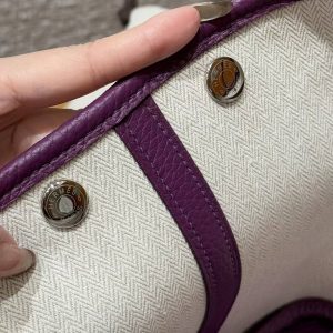 Hermes Garden Party 30 Bag Handmade In Vache Country Calfskin Leather Silver Hardware P9 Anemone - Image 10