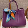 Hermes Garden Party 30 Bag Handmade In Vache Country Calfskin Leather Silver Hardware P9 Anemone
